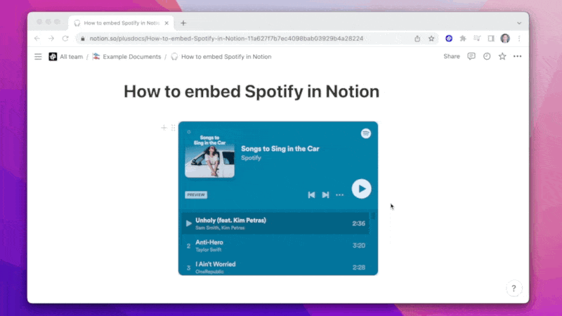 How to Embed Spotify in Notion